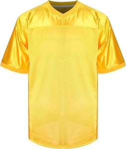 Camiseta de rugby de fútbol americano al por mayor, ropa de práctica cuadrada amarilla personalizada con mangas cortas y diseño de malla bordada - Product Image 1