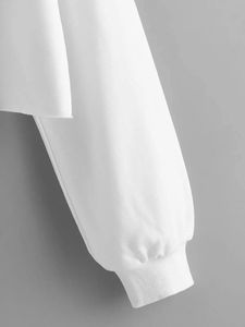 Sudadera Corta en Blanco y Negro para Mujer, Tops Cortos con Cuello Redondo, Suéter, Primavera, Otoño y Verano - Product Image 4