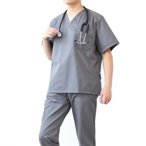 Bajo MOQ Diseño de color personalizado Unisex Hospital Scrub Suit con tela de lona y material de rayón Color sólido Scrubs - Product Image 4