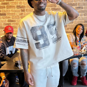 Camisetas Clásicas y Elegantes para Hombre, Estilo Vintage, 300g, 100% Algodón Tejido, Corte Holgado, Estampado 3D con Patrón - Product Image 2