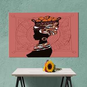 งานศิลปะบนผ้าใบพิมพ์ลาย: ผู้หญิงแอฟริกันที่สง่างามพร้อมตะกร้า,1P:ห่อหุ้มอย่างดี - Product Image 1