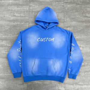 Sweat à capuche vintage pour homme, respirant, en polyester/coton, French Terry, coupe ample, effet délavé à l'acide, imprimé soleil - Product Image 4