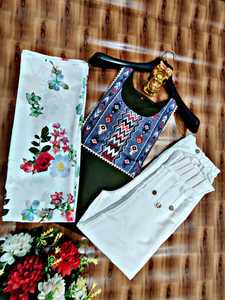 Kurtas estampadas de rayón de corte medio largo para mujer con pantalones Salwar y último diseño de tendencia Dupatta para niñas - Product Image 4