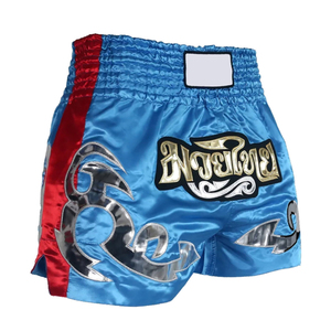 กางเกงมวยไทยขาสั้นผู้ชายดีไซน์แฟชั่นปรับแต่งได้ลายปักทึบการฝึกมวยไทย - Product Image 4