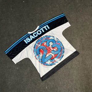 เสื้อเจอร์ซีย์คอวีสำหรับทุกเพศเสื้อเจอร์ซีย์แขนสั้น100% ผ้าโพลีเอสเตอร์ระบายอากาศสไตล์ชุดใหม่ล่าสุดสำหรับฤดูร้อน - Product Image 4