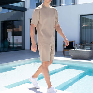 Ensemble jumeau pour hommes de haute qualité coupe ajustée deux pièces dernière conception vêtements de plein air T-shirt et short pour hommes ensembles jumeaux respirant - Product Image 5