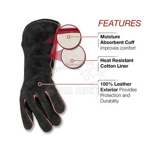 Venta al por mayor de guantes de cuero resistentes para soldar Agarre mejorado Resistencia al fuego Guantes de trabajo de seguridad duraderos resistentes al desgaste - Product Image 2