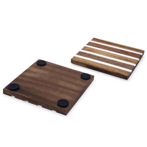 Posavasos de té de madera maciza de La India al por mayor, almohadillas aislantes decorativas de resina personalizadas para el hogar y la cocina, alfombrillas y almohadillas - Product Image 2