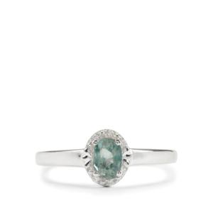 Bague en argent sterling avec zircon bleu et blanc 0,84 ct, incrustation romantique vintage - Product Image 2