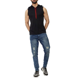 Summer <b>Men's</b> Cotton <b>Sleeveless</b> <b>Hoodie</b> Solid Pattern Workout Gym Clothing for Bodybuilding Loose Fit Comfortable Fit - Product Image 3