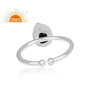 Handmade Design Fine Sterling <b>Silver</b> Black Diamond <b>Set</b> Adjustable Ring Jewelry Manufacturer - Product Image 4