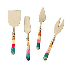 Juego de cuchillos dorados para queso con mango de mármol, espátula de mantequilla de Metal, cuchillos para el hogar, cocina, fiestas, pastel, rebanador de frutas y verduras - Product Image 3