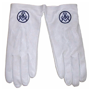 Master Mason Blue Lodge Guantes-All White Cotton Square & Compass Mason Blue Lodge Guantes Logotipo personalizado Precio barato para la venta - Product Image 1