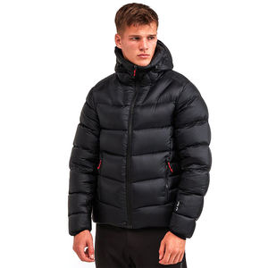 Veste matelassée d'hiver en toile 100% polyester imprimée personnalisée support imperméable capuche à glissière bidirectionnelle lavée à l'avant - Product Image 2