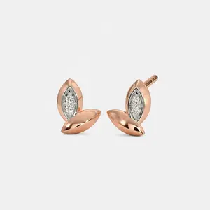 European Single Butterfly Stud Natural Lab Grown VVS Diamond Earrings Rose Gold Earing Sets Women Fashion Fine Jewelry Supplier