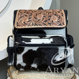 Nueva bolsa de pañales de viaje multifunción de cuero con herramientas manuales, mochila de moda de gran capacidad Floral de piel de vaca para mujer - Product Image 1