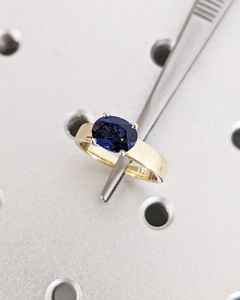 Septembre Birthstone Lab Saphir Bleu 14K Or Massif Anniversaire De Mariage Fabriqué À La Main Dainty Bagues En Diamant Cadeau Elle En Vrac 1ct - Product Image 3