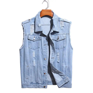 Nouveau gilet en jean pour homme, 100% coton, style tendance, veste sans manches, vêtement décontracté, prix abordable, personnalisable - Product Image 1