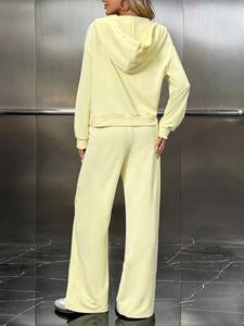 Survêtement en polyester respirant pour adultes ensemble sweat à capuche zippé brodé et pantalon évasé athleisure deux pièces fournisseur de tenues de mode - Product Image 6