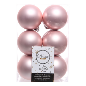Amicasa Juego de 12 Bolas de Navidad de Plástico Rosa Pálido de 6 cm 9021924 Adornos para Árbol de Navidad - Product Image 2
