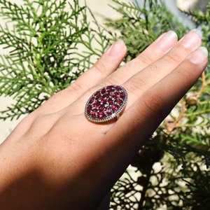 แหวนพลอยอเมทิสต์ทรงวงรีเงินสเตอร์ลิง925วงแหวนพลอยอเมทิสต์สำหรับงานเลี้ยงหมั้นงานแต่งงานของผู้หญิง - Product Image 6