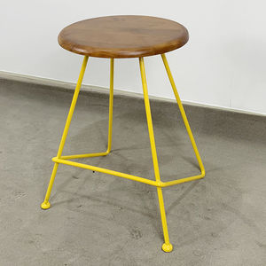 Industrial-Style Round <b>Wooden</b> <b>Stool</b> with Iron Legs in Various Colors (GCF029) - Product Image 4