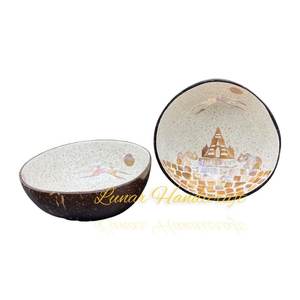 Juego de cuencos de cáscara de coco natural hechos a mano, cuenco redondo ecológico, cuchara, cubiertos para ensalada de frutas, fideos a granel hechos en Vietnam - Product Image 1