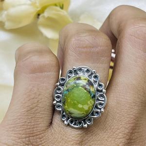 Tibatiyan Bague Turquoise Bague Turquoise Naturelle Bague Bohème Bague En Argent Sterling 925 Bague De Mariage Rin g Bague Faite À La Main - Product Image 3