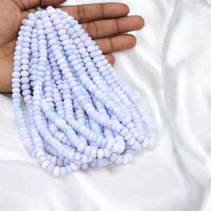 Natural Ice Blue Opal Smooth Rondelle <b>Beads</b> Strand 7mm <b>to</b> 10mm Loose Gemstone <b>Beads</b> for Jewelry <b>Making</b> Wholesale Supply India - Product Image 3