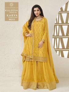 Robe attrayante Heavy Blooming Viscose Chinon Jacquard Salwar Suit & Dupatta Avec Broderie Codding et Séquence Travail à Vendre - Product Image 4