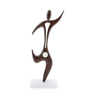 Sculpture abstraite nordique moderne de yoga en métal de couleur argentée avec base en marbre Accessoires de décoration pour salon et salle à manger - Product Image 4
