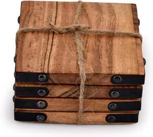 Elegant Classic Walnut <b>Wood</b> Handcrafted Coasters for Home Decor and <b>Table</b> Settings Product Category <b>Mats</b> & Pads - Product Image 1