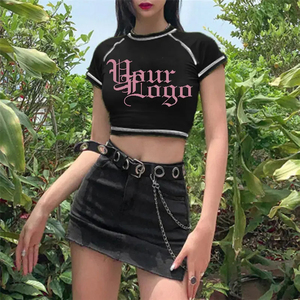 ที่กําหนดเอง streetwear ผู้หญิงเสื้อยืดพืชยอดนิยมตัดเสื้อยืดสําหรับผู้หญิงที่กําหนดเองผู้หญิงเซ็กซี่ตัดด้านบนความคมชัดตะเข็บเสื้อทีเด็ก - Product Image 4