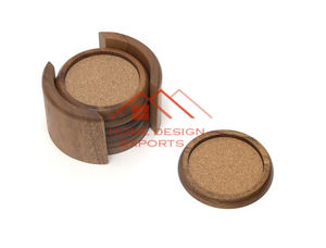 Posavasos de forma redonda con soporte hecho a mano de alta calidad diseño hecho a mano posavasos de madera para té de Hotel en casa - Product Image 5