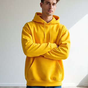 Pull en molleton à capuche solide 100% coton personnalisé de haute qualité pour hommes, sweat-shirt coupe-vent de grande taille avec impression bouffante - Product Image 6