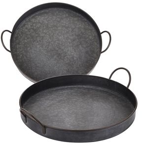 Plateau vintage en métal galvanisé avec un design de ferme pratique idéal pour organiser les essentiels de la cuisine ou du salon - Product Image 2