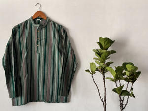 100% coton à manches longues Kurta Top pour homme Tunique d'été légère à coupe régulière Beach Yoga Wear dans le style indien et pakistanais - Product Image 5