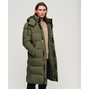 Veste bouffante coupe-vent de couleur unie pour hommes épais hiver chaud fermeture éclair sport Fitness décontracté Streetwear longs manteaux pour hommes - Product Image 2