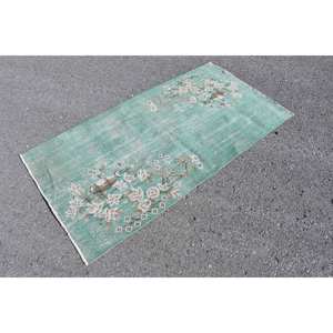 Alfombra de área de lana turca Vintage 33X64 pies verde Beige estilo clásico decoración acento tejido plano látex respaldo Patchwork para pasillo - Product Image 3