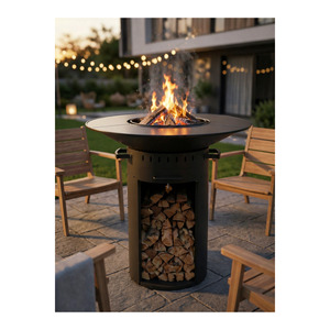 Professional Outdoor <b>BBQ</b> Grill 81.5 cm Wide Charcoal Grill Barbecue Unit with Industrial Design Perimeter Shelving - Product Image 6