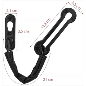 Black Stainless Steel 3-Piece Set Door Chain Bolt Anti-Theft <b>Security</b> Door <b>Lock</b> for <b>Window</b> & Door Access - Product Image 2