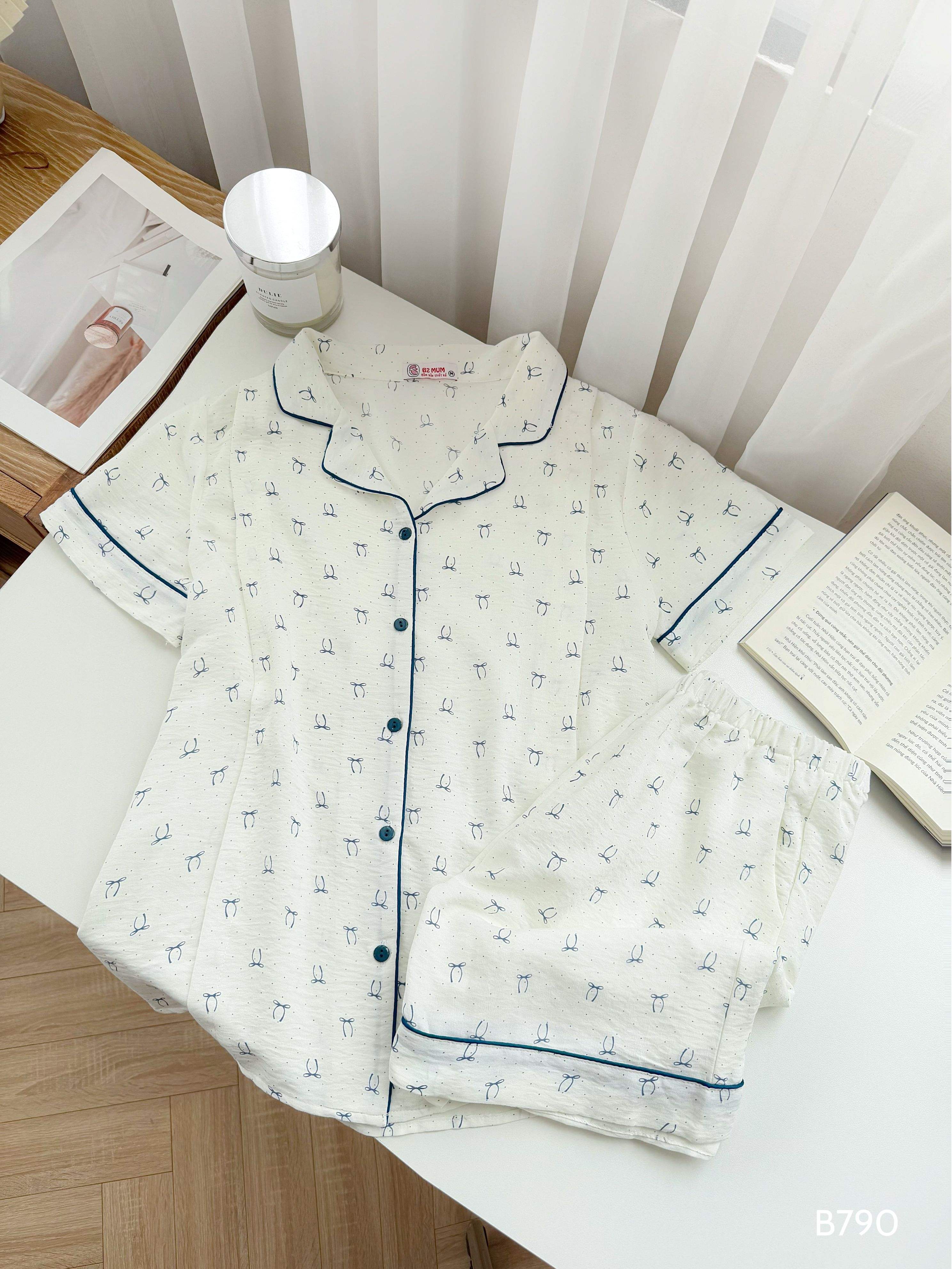 สีเบจกับโบว์สีฟ้า