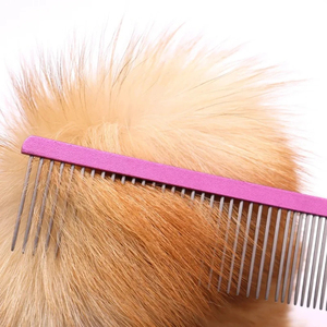 Peine para perros de doble Diente de acero inoxidable, cepillo para mascotas, removedor de pelo de masaje para perros y gatos, producto removedor de pelo para gatos - Product Image 4
