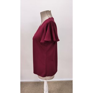 Blusa de Viscosa de Manga Corta con Cuello en V para Mujer, 31378 - Borgoña - Product Image 5