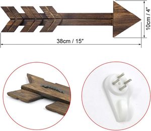 4 PCS Rustic Wood Arrow <b>Sign</b> Wall Decor Dark <b>Wooden</b> Arrows Farmhouse And Home Hanging Decoration for Home Or Wedding - Product Image 3