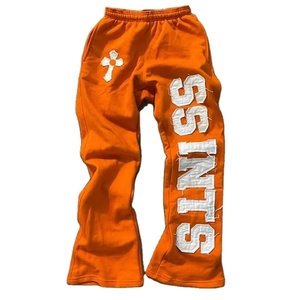 100% Cotton Heavyweight Fleece <b>Joggers</b> for Men Wide Leg <b>Baggy</b> Sweat Pant Elastic Waist Active Flared Trouser Custom Logo Print - Product Image 1