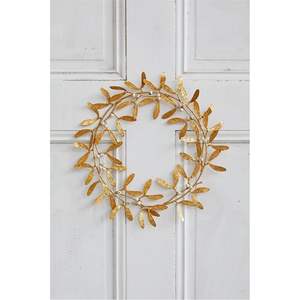 Modern <b>Metal</b> Gold Leaf <b>Wreath</b> Wall Hanging Decor Nordic Iron Leaf Garland for Christmas Wedding &Living Room Wall Art Decoration - Product Image 4