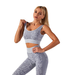 Traje de Yoga sin costuras para mujer, Top corto + Pantalones, conjunto de ropa deportiva para gimnasio, 2 uds. - Product Image 1