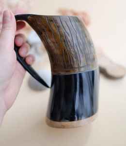 Tazas de cuerno para beber-Acabado rústico o pulido Capacidad de 500ml Estilo clásico Color y logotipo personalizados para fiestas - Product Image 4