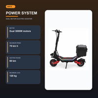 Trottinette électrique double 3000W, batterie 60V 23Ah, autonomie 60KM, vitesse 75KMH, pneus pneumatiques 12 pouces, freins hydrauliques, entrepôt Europe